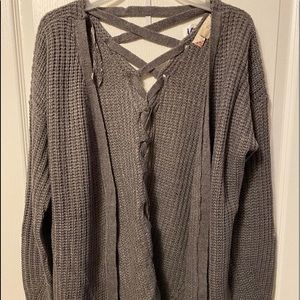 Pink Rose Gray Knit Cardigan